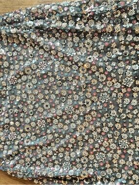 Sequin Floral Mesh Scarf - Black with Multicolor Sequins